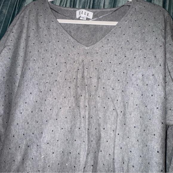 ELLE | Grey & glitter v-neck sweater | XL - Picture 3 of 4